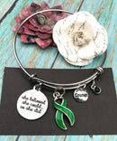 Green Ribbon Charm Bracelet - She Believed She Could, So She Did - Rock Your Cause Jewelry