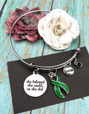 Green Ribbon Charm Bracelet - She Believed She Could, So She Did - Rock Your Cause Jewelry