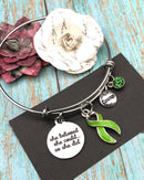 Lime Green Ribbon - She Believed She Could So She Did / Charm Bracelet - - Rock Your Cause Jewelry