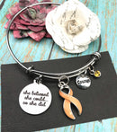 Peach Ribbon Charm Bracelet - She Believed She Could so She Did - Rock Your Cause Jewelry