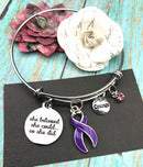 Purple Ribbon Charm Bracelet - She Believed She Could, So She Did - Rock Your Cause Jewelry
