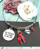 Red Ribbon Bracelet - She Believed She Could, So She Did - Rock Your Cause Jewelry