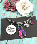 Pink Purple Teal (Thyroid) Ribbon -  She Believed That She Could So She Did Bracelet - Rock Your Cause Jewelry