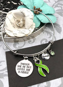 Lime Green Ribbon Charm Bracelet - Though She Be But Little, She Is Fierce - Rock Your Cause Jewelry