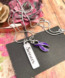 Purple Ribbon Survivor Necklace - Rock Your Cause Jewelry
