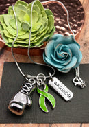 Lime Green Ribbon Boxing Glove Necklace - Rock Your Cause Jewelry