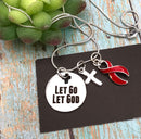 Red Ribbon Charm Necklace - Let Go, Let God - Rock Your Cause Jewelry