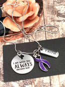 Purple Ribbon Necklace - I Am With You Always - Matthew 28:20 - Rock Your Cause Jewelry