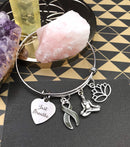 Grey (Gray) Ribbon Bracelet  - Just Breathe / Yogi / Lotus - Rock Your Cause Jewelry