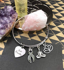 Grey (Gray) Ribbon Bracelet  - Just Breathe / Yogi / Lotus - Rock Your Cause Jewelry