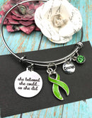 Lime Green Ribbon - She Believed She Could So She Did / Charm Bracelet - - Rock Your Cause Jewelry