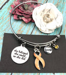 Peach Ribbon Charm Bracelet - She Believed She Could so She Did - Rock Your Cause Jewelry
