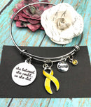 Yellow Ribbon Charm Bracelet - She Believed She Could So She Did - Rock Your Cause Jewelry
