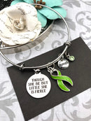 Lime Green Ribbon Charm Bracelet - Though She Be But Little, She Is Fierce - Rock Your Cause Jewelry