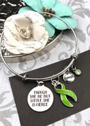 Lime Green Ribbon Charm Bracelet - Though She Be But Little, She Is Fierce - Rock Your Cause Jewelry