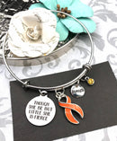 Orange Ribbon Charm Bracelet - Though She Be But Little, She is Fierce - Rock Your Cause Jewelry