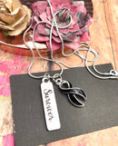 Black Ribbon Survivor Necklace - Rock Your Cause Jewelry