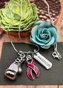 Burgundy Ribbon Boxing Glove Necklace - Rock Your Cause Jewelry