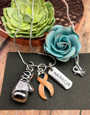 Peach Ribbon Boxing Glove / Warrior Necklace - Rock Your Cause Jewelry