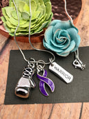 Purple Ribbon Boxing Glove Necklace - Rock Your Cause Jewelry