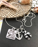 Zebra Ribbon Necklace - Family is the Anchor That Holds Us Through Life's Storms - Rock Your Cause Jewelry