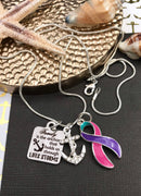 Pink Purple Teal (Thyroid) Ribbon - Family is the Anchor That Holds Us Through Life's Storms - Rock Your Cause Jewelry