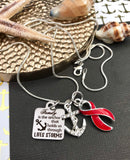Red Ribbon Necklace - Family Is The Anchor That Leads Us Through Life's Storms - Rock Your Cause Jewelry