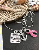 Pink Ribbon Necklace - Breast Cancer Survivor / Awareness Gift - Family is the Achor - Rock Your Cause Jewelry
