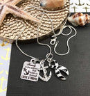 Zebra Ribbon Necklace - Family is the Anchor That Holds Us Through Life's Storms - Rock Your Cause Jewelry