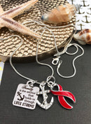 Red Ribbon Necklace - Family Is The Anchor That Leads Us Through Life's Storms - Rock Your Cause Jewelry