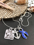 Periwinkle Ribbon Necklace – Family is the Anchor That Holds Us Through Life's Storms - Rock Your Cause Jewelry