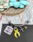 Yellow Ribbon Charm Bracelet - Faith It Till You Make It - Rock Your Cause Jewelry