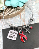 Red Ribbon Charm Bracelet - Faith It Till You Make It - Rock Your Cause Jewelry