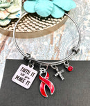 Red Ribbon Charm Bracelet - Faith It Till You Make It - Rock Your Cause Jewelry