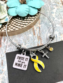 Yellow Ribbon Charm Bracelet - Faith It Till You Make It - Rock Your Cause Jewelry