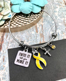 Yellow Ribbon Charm Bracelet - Faith It Till You Make It - Rock Your Cause Jewelry