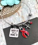 Red Ribbon Charm Bracelet - Faith It Till You Make It - Rock Your Cause Jewelry