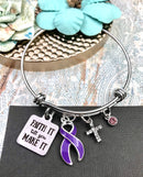 Purple Ribbon Charm Bracelet - Faith It Till You Make It - Rock Your Cause Jewelry