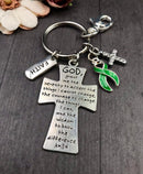 Pick Your Ribbon Keychain - Serenity Prayer Cross Key chain / God Grant Me - Rock Your Cause Jewelry