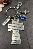 Pick Your Ribbon Keychain - Serenity Prayer Cross Key chain / God Grant Me - Rock Your Cause Jewelry