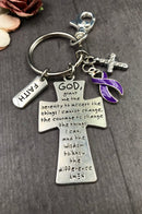 Purple Ribbon Serenity Prayer Keychain - God Grant Me / Encouragement Gift - Rock Your Cause Jewelry