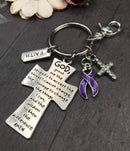 Purple Ribbon Serenity Prayer Keychain - God Grant Me / Encouragement Gift - Rock Your Cause Jewelry