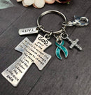 Pick Your Ribbon Keychain - Serenity Prayer Cross Key chain / God Grant Me - Rock Your Cause Jewelry