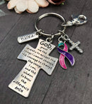 Pick Your Ribbon Keychain - Serenity Prayer Cross Key chain / God Grant Me - Rock Your Cause Jewelry