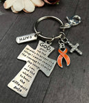 Orange Ribbon Keychain - Serenity Prayer / God Grant Me - Rock Your Cause Jewelry