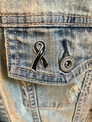 Black Ribbon / Lapel Hat Pin / Melanoma Awareness / Skin Cancer Survivor / Wedding Accessory - Rock Your Cause Jewelry