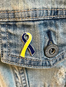 Blue & Yellow Ribbon / Lapel Hat Pin / Down's Syndrome Awareness - Rock Your Cause Jewelry