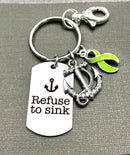 Lime Ribbon Encouragement Gift - Refuse to Sink Keychain - Rock Your Cause Jewelry