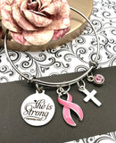Pick Your Ribbon Bracelet - She is Strong / Proverbs - Rock Your Cause Jewelry