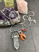 Pick Your Ribbon Necklace - Healing Clear Crystal Quartz Pendant - Rock Your Cause Jewelry